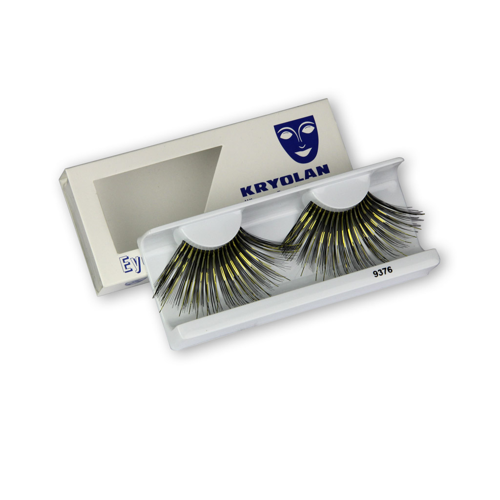 Glitterwimpern lang, schwarz/gold